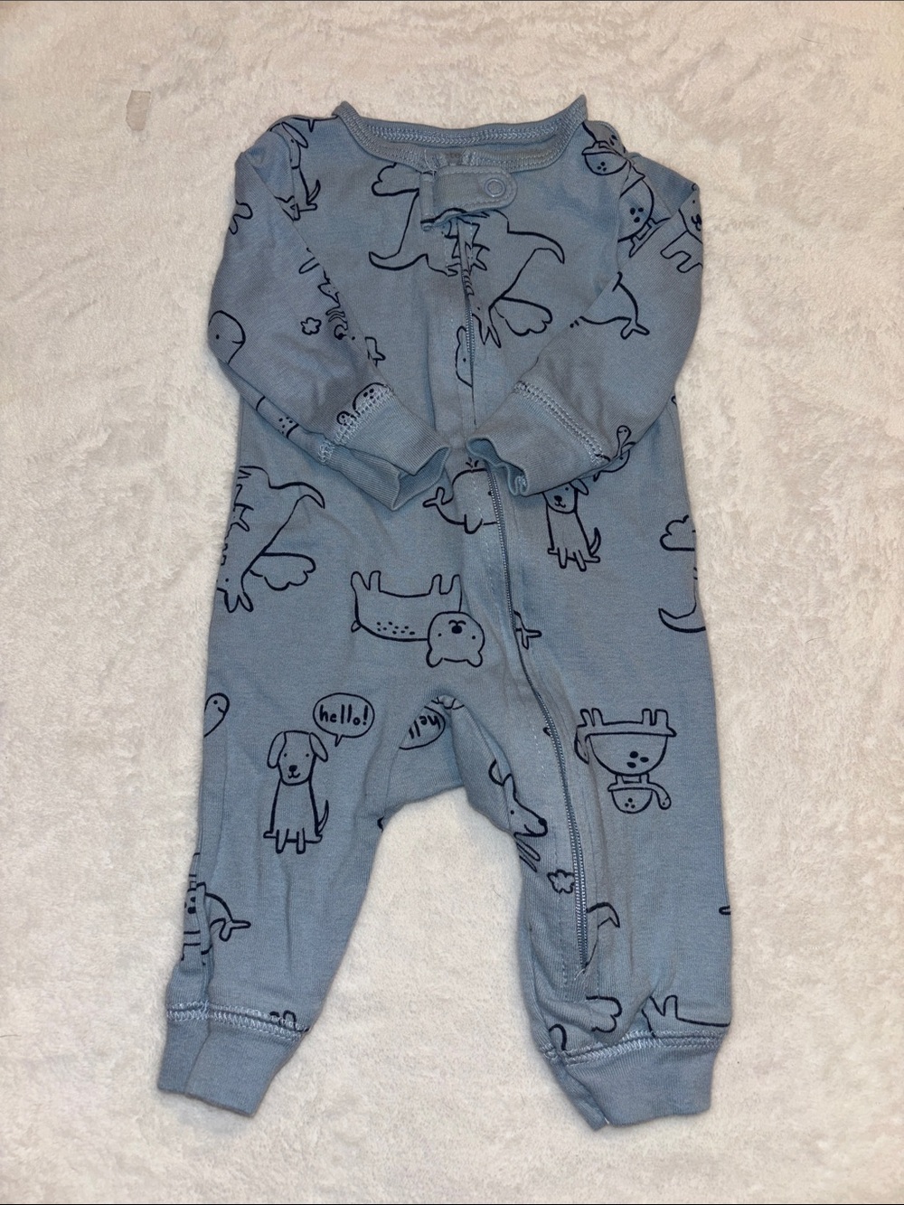 (2 for $10) carters Soft Blue Animal-Print Baby Footie One-Piece sleeper zipper
